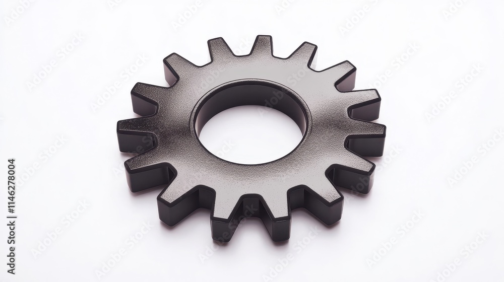 Modern Black Metallic Gear on Clean Background Modern Black Metallic Gear on Clean Background