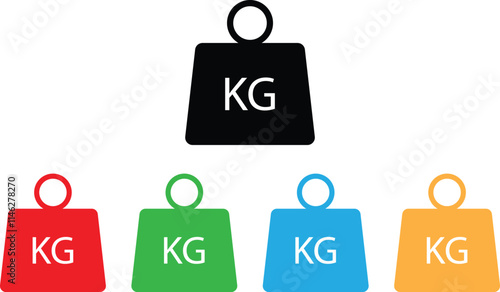 Colorful weight icon set in different colors . Kilogram weight icon vector
