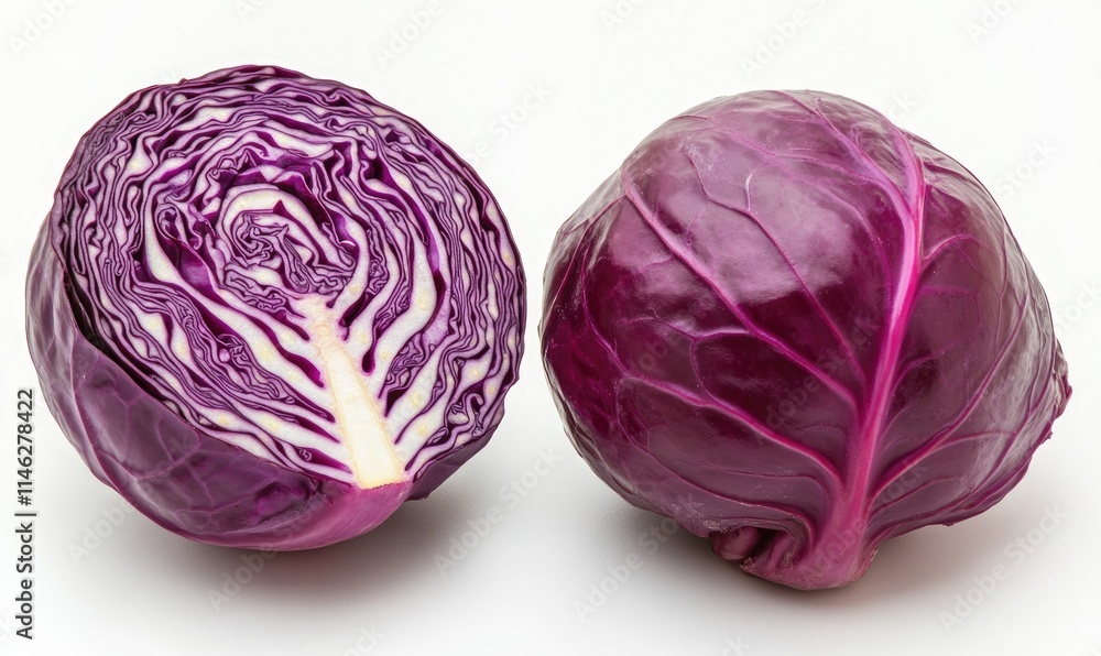 A purple cabbage is cut in half A purple cabbage is cut in half