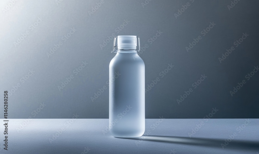 A clear bottle of water is sitting on a table A clear bottle of water is sitting on a table