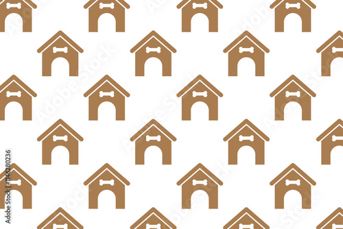 Dog house pattern on white background . Dog house with dog bone background . Vector illustration