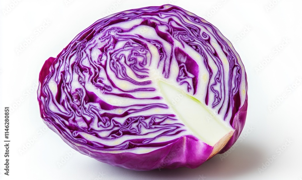 A purple cabbage is cut in half A purple cabbage is cut in half