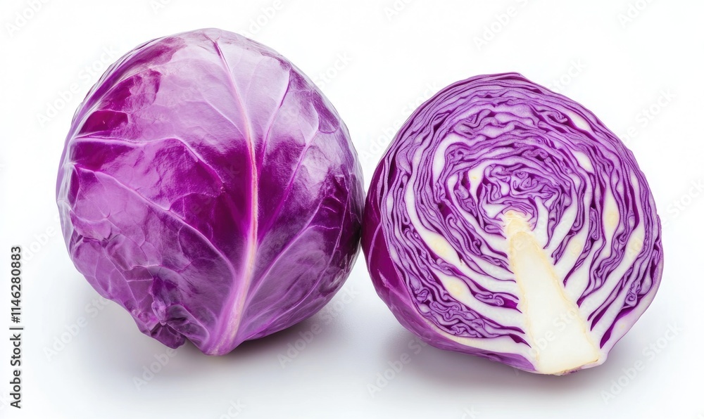 A purple cabbage is cut in half A purple cabbage is cut in half