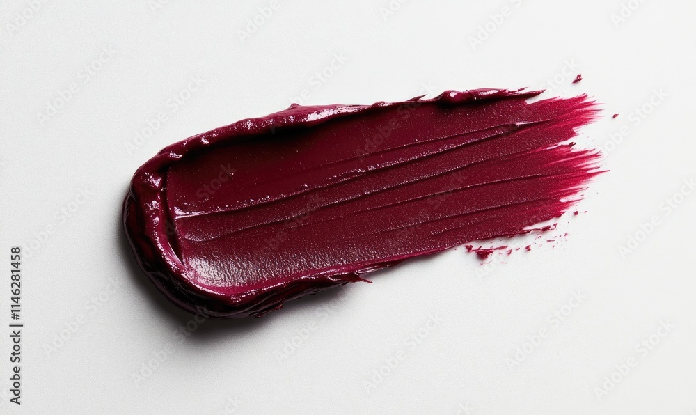 A red lipstick stain on a white background