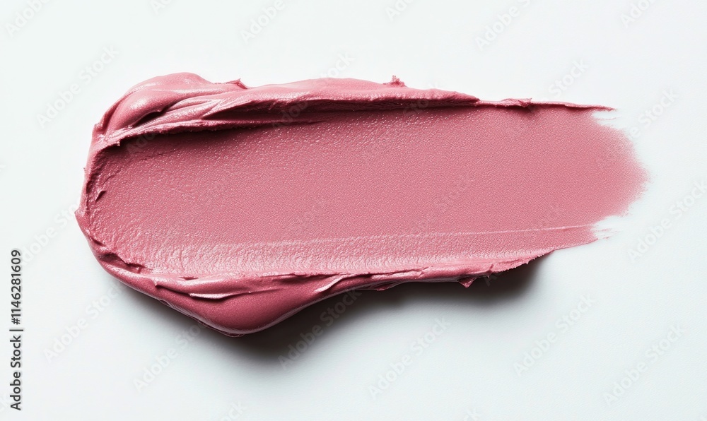 A pink lip gloss is smeared on a white background A pink lip gloss is smeared on a white background