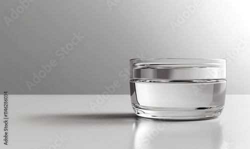 A clear glass bowl with water in it