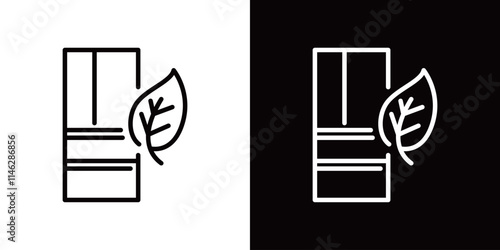 エコな冷蔵庫のシンプルなラインアイコン