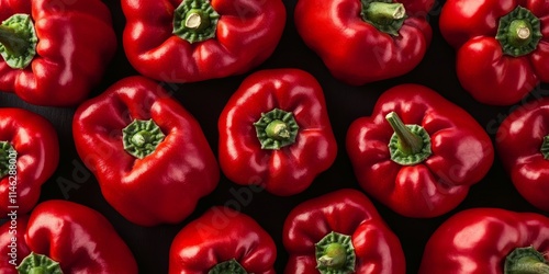 Vibrant red peppers create a stunning backdrop that highlights the beauty of healthy food in a delicious and appealing way, showcasing red pepper s versatility in nutritious meals. photo