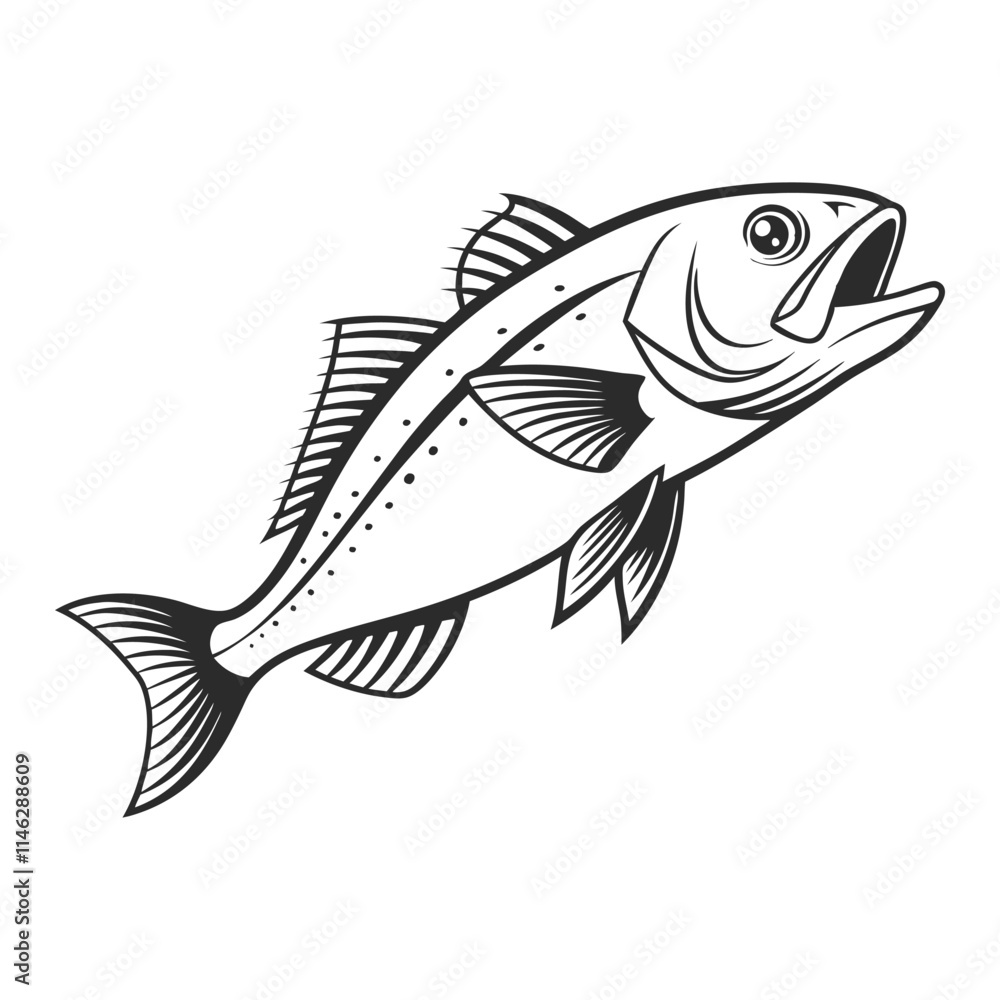 Fototapeta premium Atlantic Croaker Fish Vector Art and Illustration