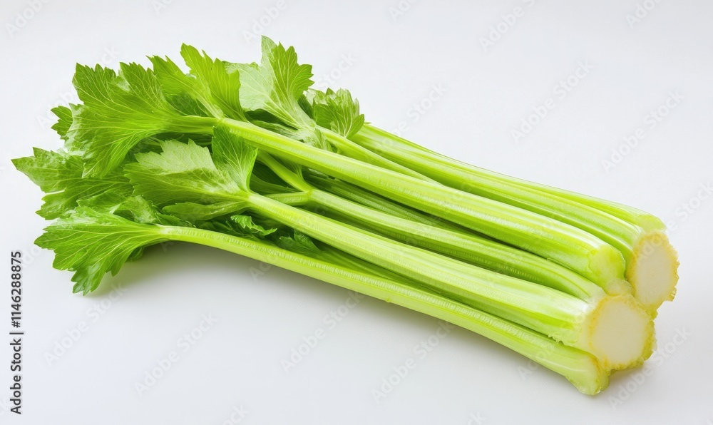 A bunch of celery with the green stalks showing A bunch of celery with the green stalks showing