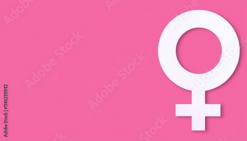 Bold Feminine Symbol on Vibrant Pink Background Representing Gender Equality, Women Empowerment, Feminism, and Inclusivity in Modern Design and Advocacy Campaigns