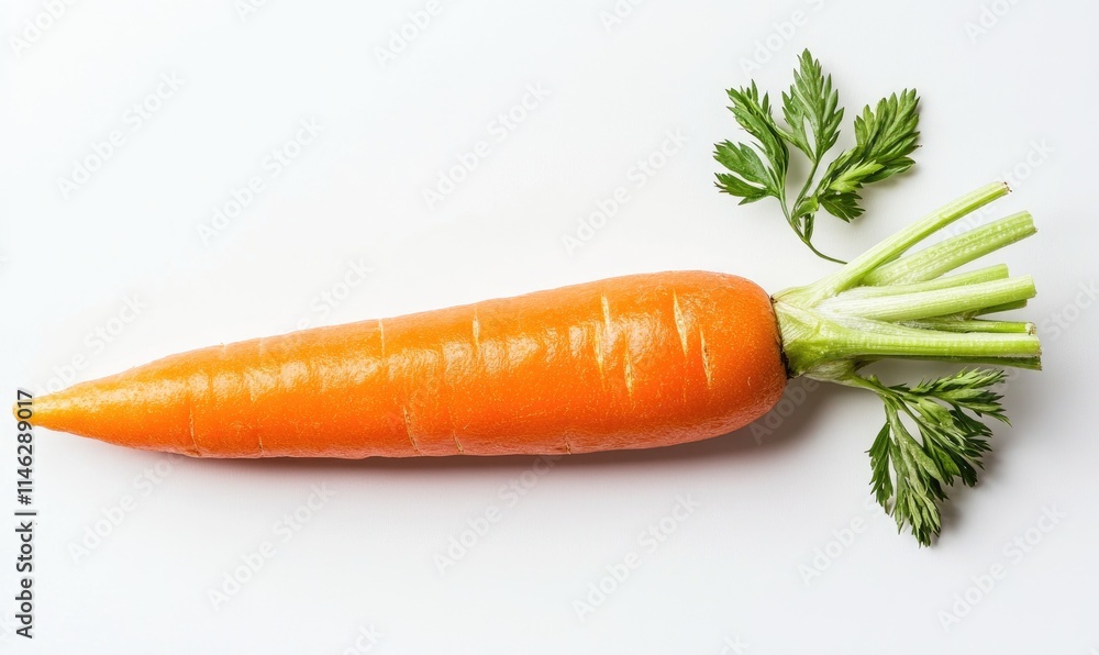 A carrot with a green leaf on top