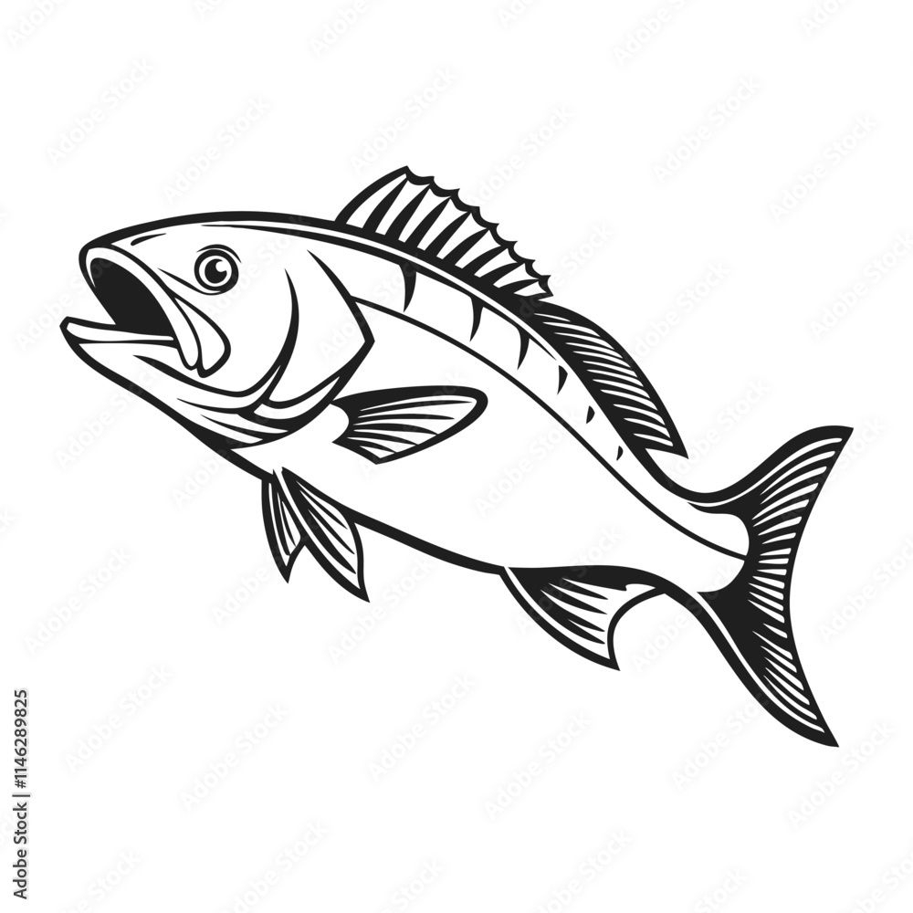 Fototapeta premium Atlantic Croaker Fish Vector Art and Illustration