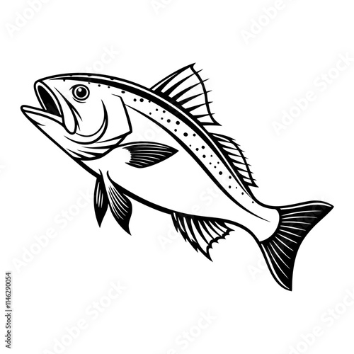 Atlantic Croaker Fish Vector Art and Illustration