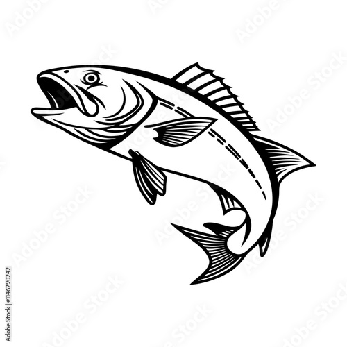 Atlantic Croaker Fish Vector Art and Illustration