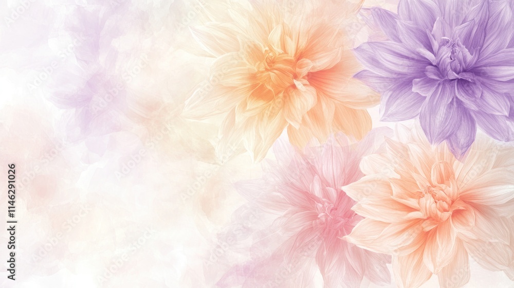 Pastel Dahlias Softly Bloom in Delicate Hues Pastel Dahlias Softly Bloom in Delicate Hues