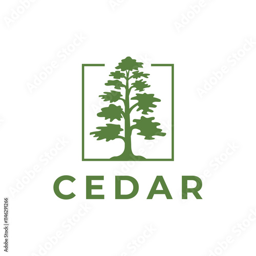Cedar pine tree logo nature organic environment icon symbol illustration