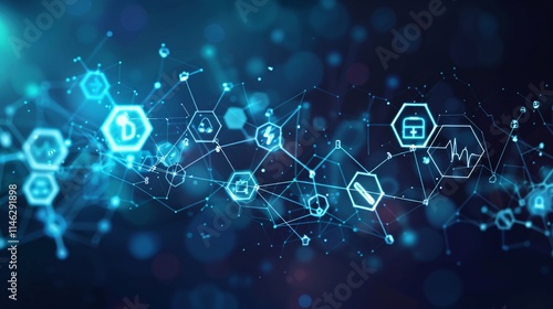 Futuristic digital network connections and data communication technology  Abstract of innovative intelligence and cyber technology concepts