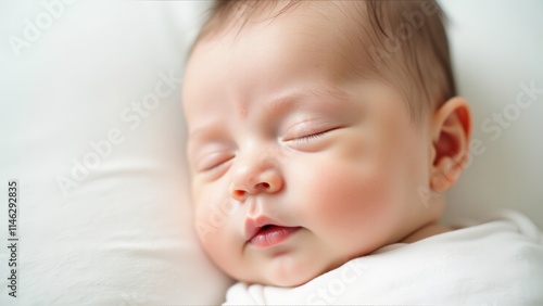 Cute baby sleeping on white background 