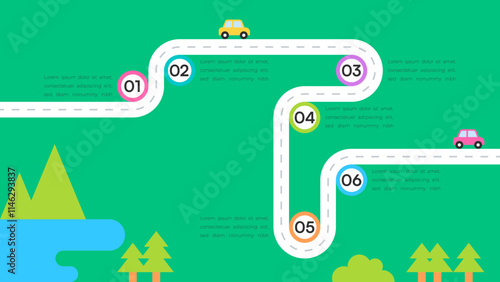 Milestone Roadmap Infographic with Green Background and Highlighted Icons
