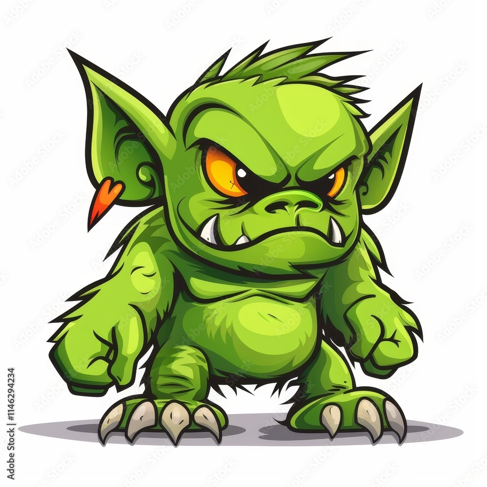 A cartoon illustration of a green goblin with large ears, sharp teeth, and a menacing expression. A cartoon illustration of a green goblin with large ears, sharp teeth, and a menacing expression.