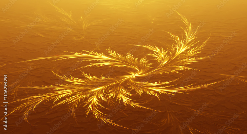 Golden Abstract Floral Design Luxury Background Shiny Texture Festive Ornament Golden Abstract Floral Design Luxury Background Shiny Texture Festive Ornament