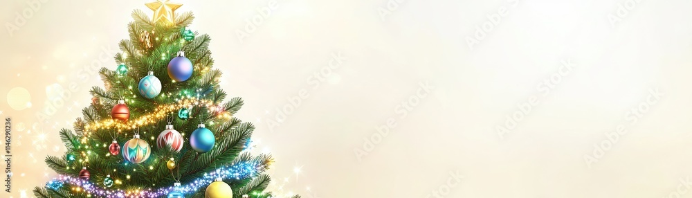 A decorated Christmas tree with ornaments and lights, symbolizing festive celebration. A decorated Christmas tree with ornaments and lights, symbolizing festive celebration.