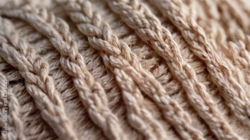 A textured crochet stitch resembling tiny twisted ropes in varying shades of cream and beige, 4k High-Quality Wallpaper Background Animation Video A textured crochet stitch resembling tiny twisted ropes in varying shades of cream and beige, 4k High-Quality Wallpaper Background Animation Video