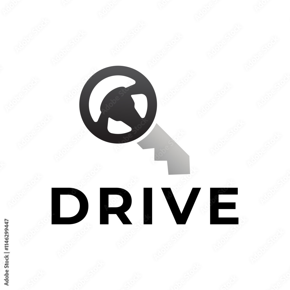 Fototapeta premium Steering wheel logo. Automobile steer wheel illustration on white background