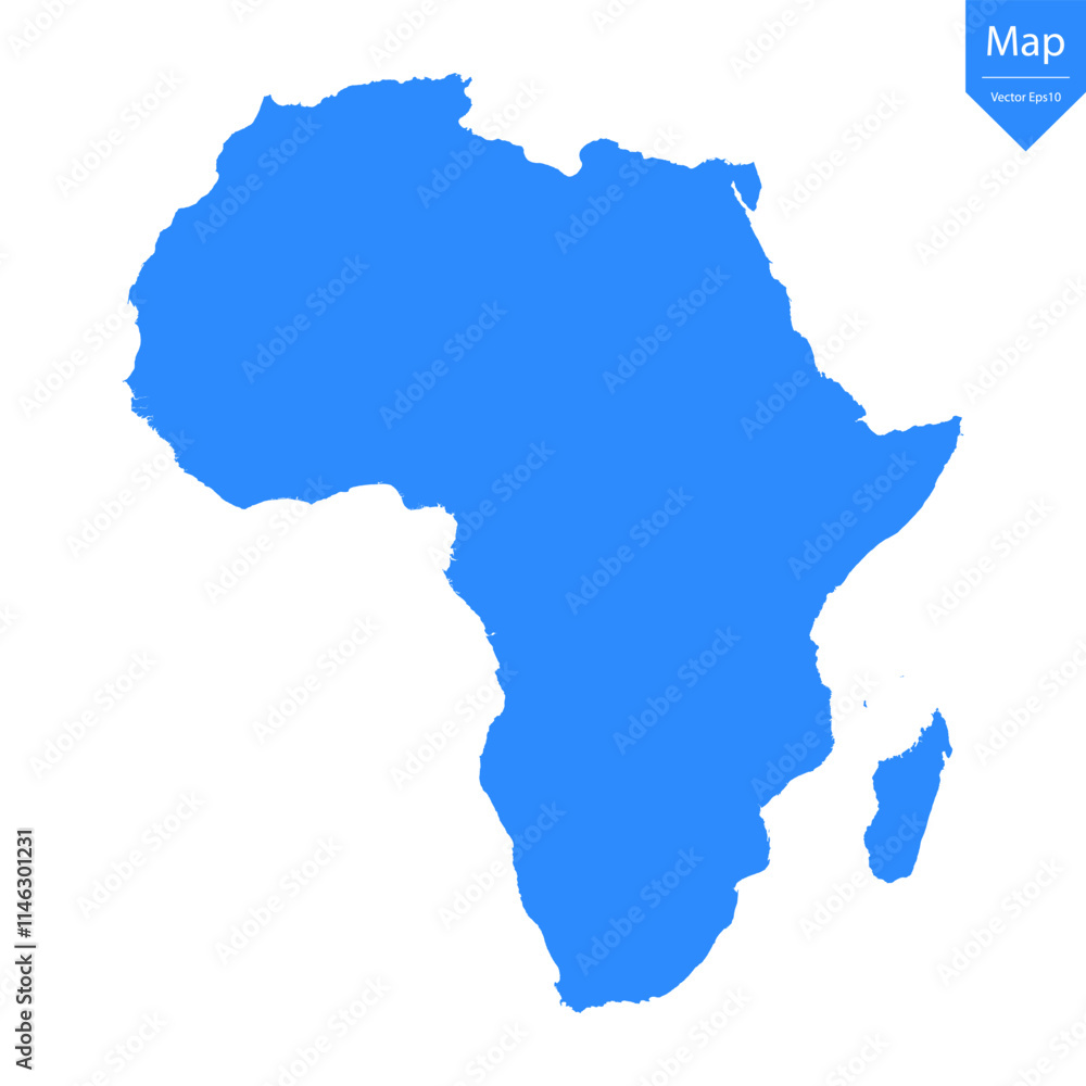Blue map of Africa isolated on white background. Vector illustration eps10.
Blue map of Africa isolated on white background. Vector illustration eps10.