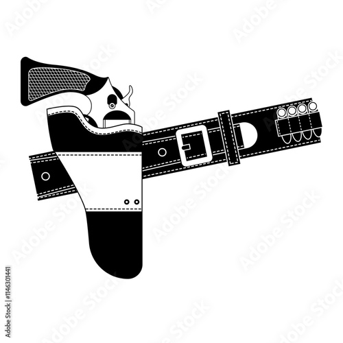 Wild West elements in modern decoration style. Western-themed vector illustration. Monochrome style.