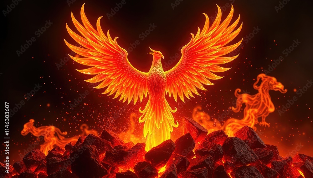 4K HD Wallpapers Glowing Phoenix Rising From Ashes Amidst Swirling Fiery Particles. Desktop Wallpaper HD. HD Backgrounds 4K HD Wallpapers Glowing Phoenix Rising From Ashes Amidst Swirling Fiery Particles. Desktop Wallpaper HD. HD Backgrounds