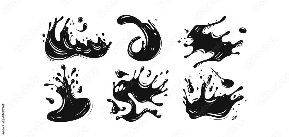 Abstract Vector Liquid Splash Shapes Abstract Vector Liquid Splash Shapes