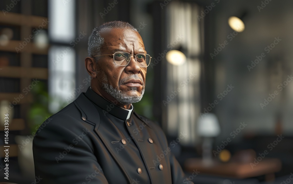 A serious-looking African American man wearing a black suit and glasses. A serious-looking African American man wearing a black suit and glasses.