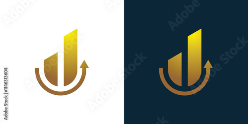 Financial accountant logo, bar and arrow logo, simple financial accountant logo, luxury logo