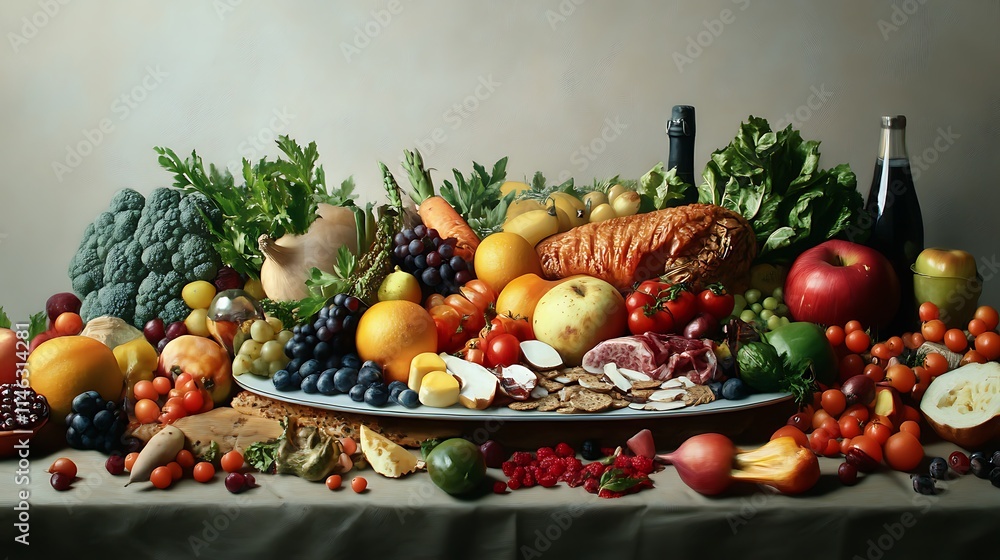 Still Life with an Abundance of Fruits, Vegetables, and Meats Still Life with an Abundance of Fruits, Vegetables, and Meats