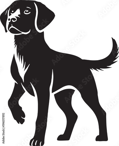 Dog silhouette collection vector. Dog in various poses and activities like jumping, sitting, running, playing, and standing. Silhouette black puppies, pet dog vector isolated on a white background
