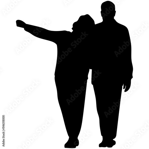 Elderly Couple Silhouette. Vector silhouettes of elderly couples.