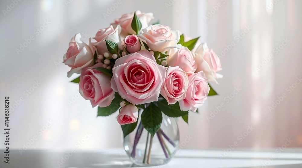 bouquet of pink roses in vase, modern vase with a bouquet of roses, flowers, gift, wedding, present, greeting card, postcard bouquet of pink roses in vase, modern vase with a bouquet of roses, flowers, gift, wedding, present, greeting card, postcard
