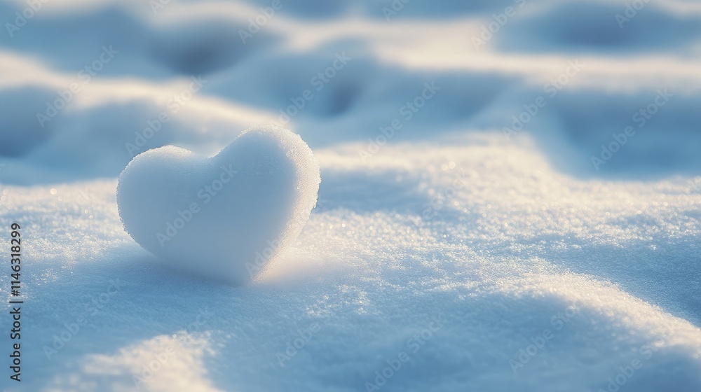 Snow Heart on Winter Landscape with Soft Focus, Beautiful Scene of Love and Serenity in a Frozen Setting Surrounded by Sparkling Snowflakes and Gentle Light Snow Heart on Winter Landscape with Soft Focus, Beautiful Scene of Love and Serenity in a Frozen Setting Surrounded by Sparkling Snowflakes and Gentle Light
