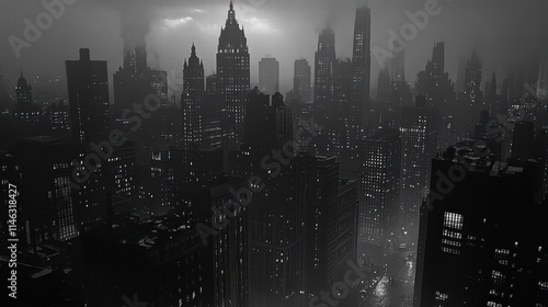 night cityscape new york city