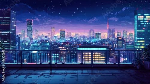 night city rooftop view