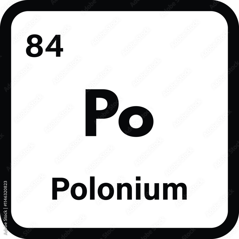 Obraz premium Polonium chemical element icon isolated on white background . Polonium icon vector