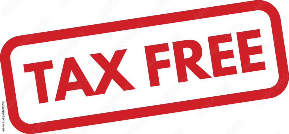 Tax free stamp icon isolated on white background . Red tax free stamp label icon . Vector Tax free stamp icon isolated on white background . Red tax free stamp label icon . Vector
