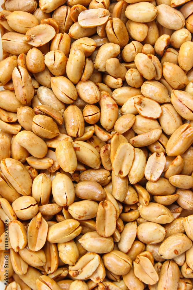 Pile of roasted salted peanut, group of nuts. Top view Pile of roasted salted peanut, group of nuts. Top view