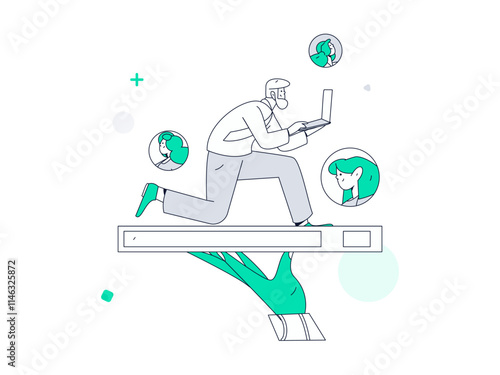 Personnel doing job interview flat vector concept operation hand drawn illustration
