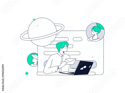 Personnel doing job interview flat vector concept operation hand drawn illustration
