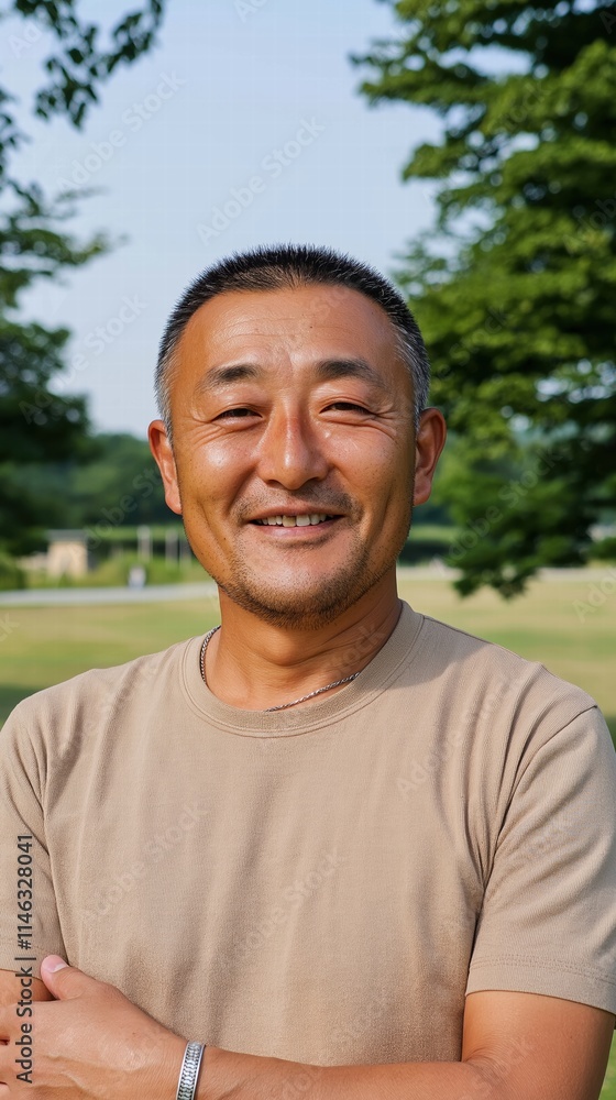 Smiling man portrait in park outdoor photography nature close-up happiness Smiling man portrait in park outdoor photography nature close-up happiness