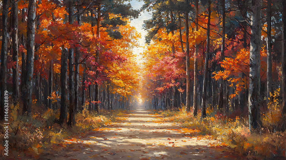 Obraz premium title Pathway Covered in Autumn Leaves Tag au