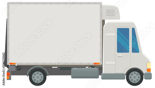 Refrigerated  truck side view in flat design style (cut out)